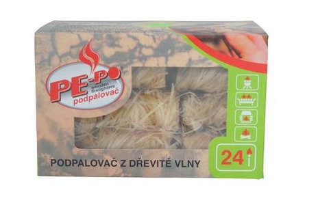 Podpalovac PE-PO®, drevitá vlna, 24 kúskov, 5 cm